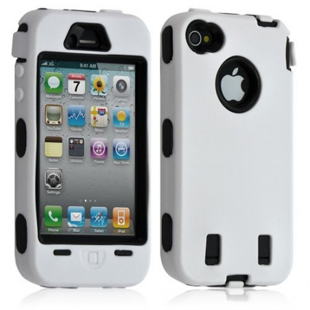 Housse étui coque pour Apple Iphone 4/4S couleur blanc + Film de protection