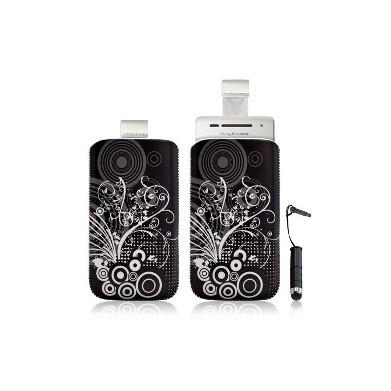 Housse coque étui pochette pour Sony Ericsson Xperia X8 avec motif + Stylet mini