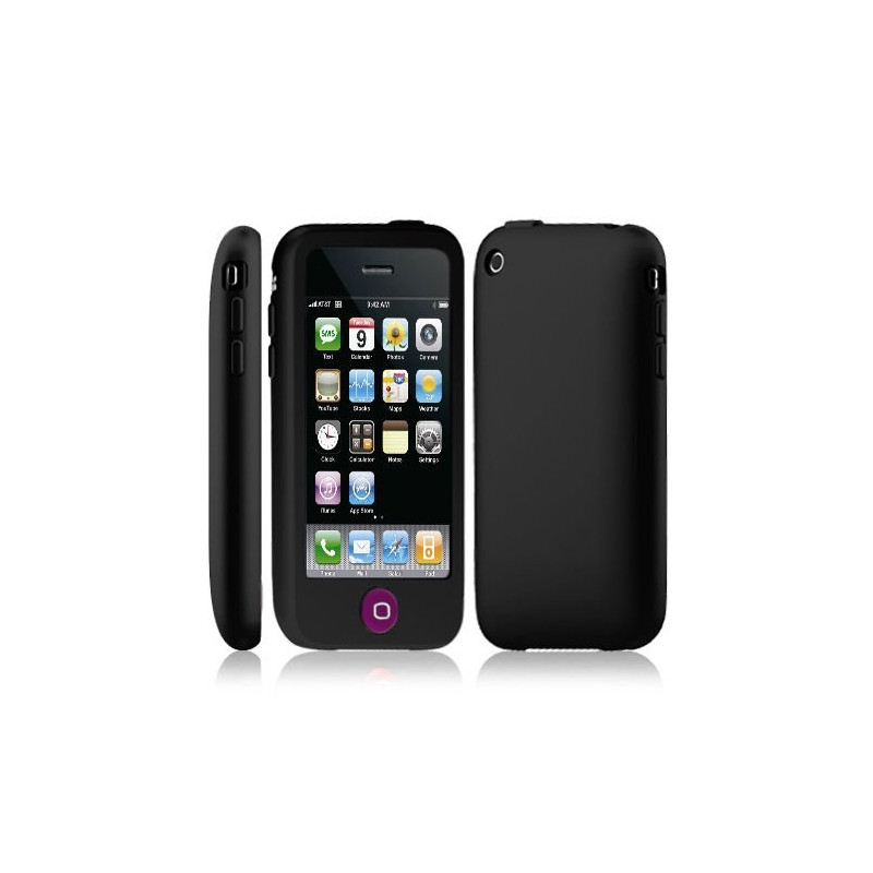 Housse étui coque silicone avec bouton tactile pour Apple Iphone 3G / 3GS couleur noir