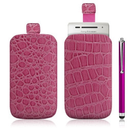 Housse coque étui pochette style croco pour Sony Ericsson Xperia x8 + Stylet