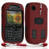 Housse étui coque rigide pour BlackBerry Curve 3G 9300 couleur rouge + Kit Piéton + Film protecteur