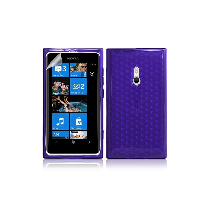 Housse étui coque gel pour Nokia Lumia 800 motif diamant couleur bleu translucide