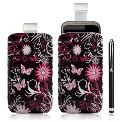 Housse coque étui pochette pour HTC Wildfire G8 avec motif + Stylet luxe