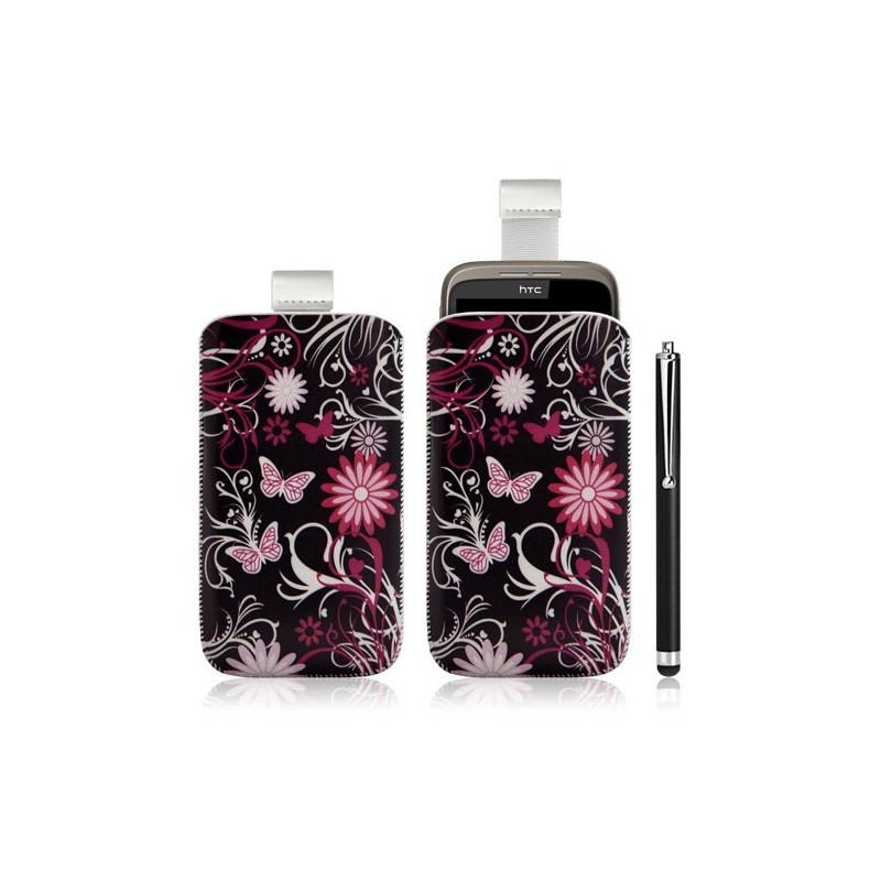 Housse coque étui pochette pour HTC Wildfire G8 avec motif + Stylet luxe