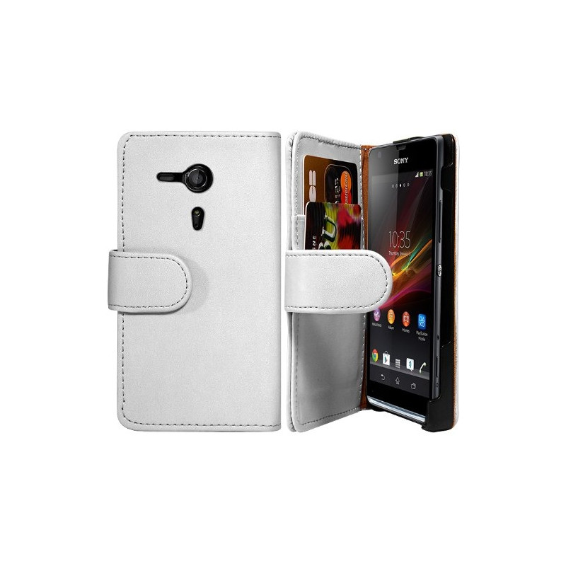 Housse coque etui portefeuille pour Sony Xperia SP Couleur Blanc