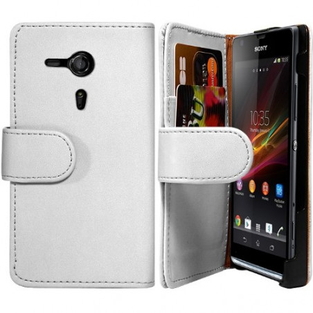 Housse coque etui portefeuille pour Sony Xperia SP Couleur Blanc