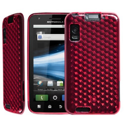 Housse étui coque en gel rose fushia pour Motorola Atrix + Film Protecteur