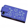 Housse étui coque pour Apple Iphone 4 couleur violet motif fleurs + film protecteur ecran