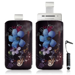 Housse coque étui pochette pour Sony Ericsson Xperia X8 avec motif + Stylet mini