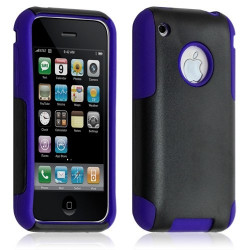 Housse étui coque pour Apple Iphone 3G/3GS couleur bleu + Film de protection