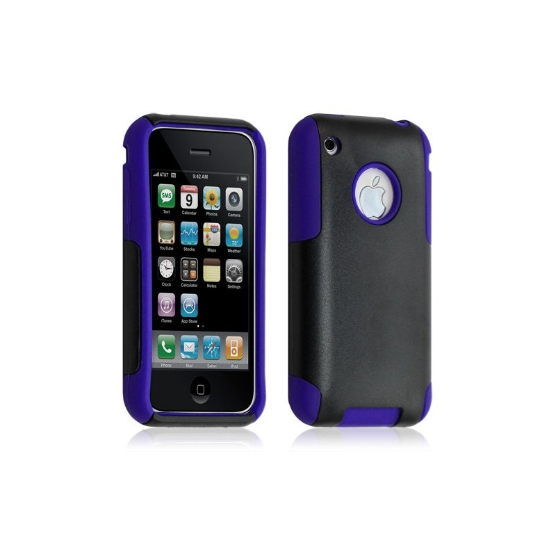 Housse étui coque pour Apple Iphone 3G/3GS couleur bleu + Film de protection