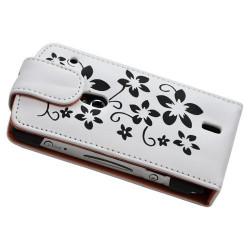 Housse étui coque pour Sony Ericsson Xperia Kyno motif fleurs couleur blanc + mini stylet + film écran