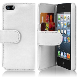 Housse Coque Etui Portefeuille pour Apple Iphone 5S couleur Blanc