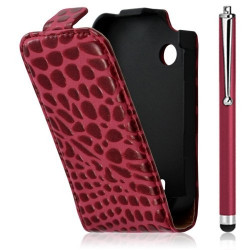 Housse étui coque style crocodile pour Samsung Champ Duos E2652 + stylet luxe