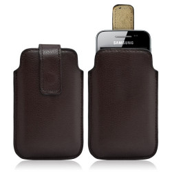 Housse coque étui pochette marron pour Samsung Galaxy Ace S5830