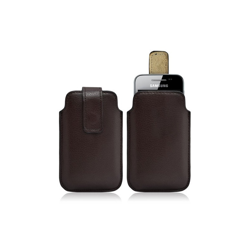 Housse coque étui pochette marron pour Samsung Galaxy Ace S5830