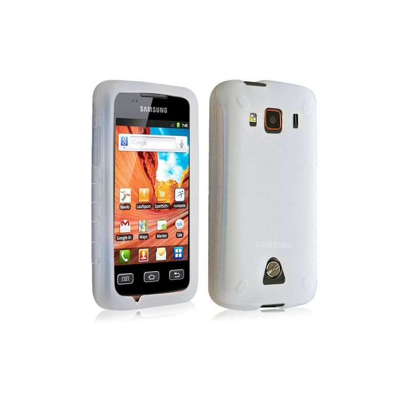 Housse etui coque en silicone translucide pour Samsung Galaxy Xcover S5690 couleur blanc