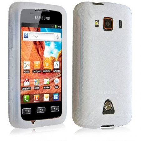 Housse etui coque en silicone translucide pour Samsung Galaxy Xcover S5690 couleur blanc