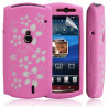 Housse coque étui en silicone pour Sony Ericsson Xperia Kyno motif fleurs couleur rose + Film protecteur