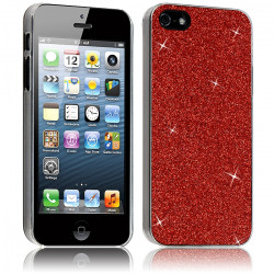 Housse Etui Coque Rigide pour Apple iPhone 5  Style Paillette Couleur Rouge