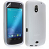 Housse étui coque en silicone translucide pour Samsung Galaxy Nexus couleur blanc + film écran