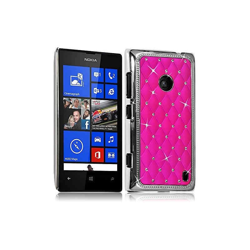 Housse Etui Coque rigide style Diamant couleur Rose Fushia pour Nokia Lumia 520 + Film de Protection