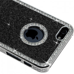 Housse Etui Coque Rigide pour Apple iPhone 5 Style Paillette aux Diamants Couleur Noir