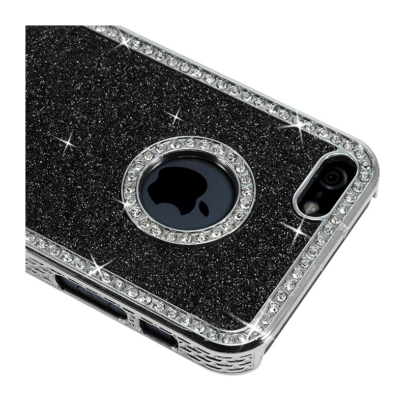 Housse Etui Coque Rigide pour Apple iPhone 5 Style Paillette aux Diamants Couleur Noir