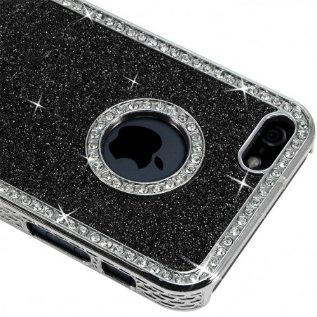 Coque Rigide pour Apple iPhone 5 Style Paillette aux Diamants Couleur Noir