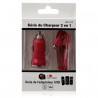 Chargeur voiture allume cigare USB + Cable data couleur rouge pour Acer : Liquid Express / Liquid mini E310 / Liquid mt / Stream