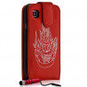 Housse coque étui pour Samsung Galaxy S i9000 motif tête de mort couleur rouge + Mini Stylet + film écran