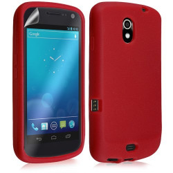 Housse étui coque en silicone pour Samsung Galaxy Nexus couleur rouge + film écran