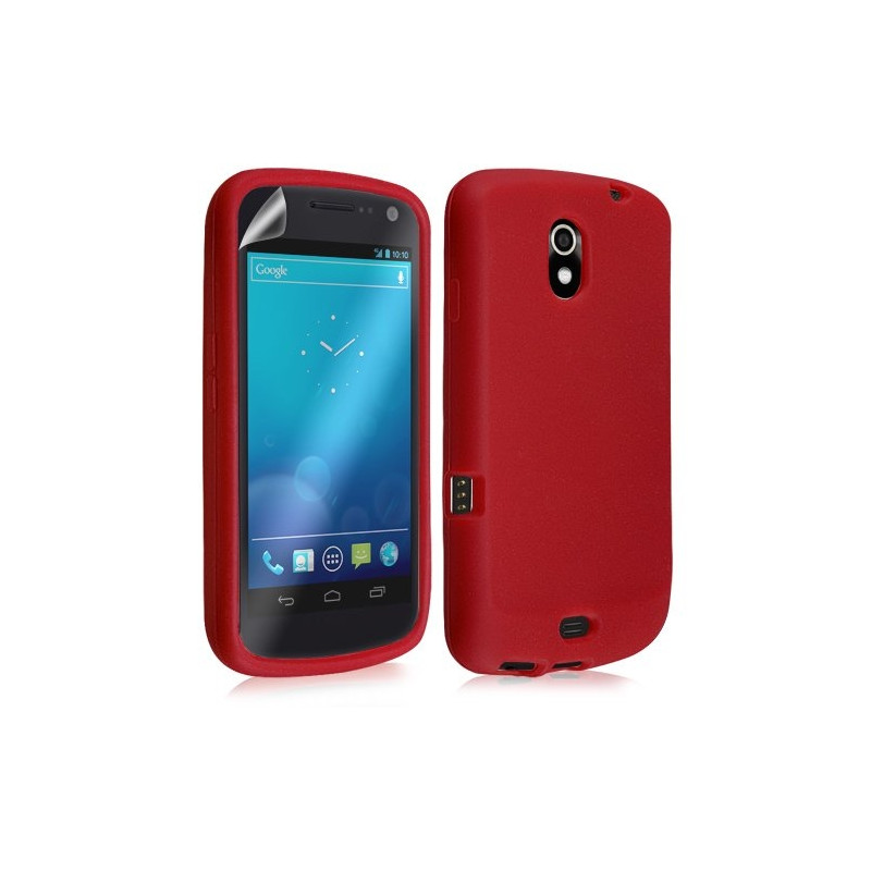 Housse étui coque en silicone pour Samsung Galaxy Nexus couleur rouge + film écran