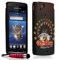 Housse coque etui silicone pour Sony Ericsson Xperia X12 Arc / Arc S avec motif + Mini stylet