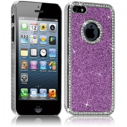 Housse Etui Coque Rigide pour Apple iPhone 5 Style Paillette aux Diamants Couleur Violet