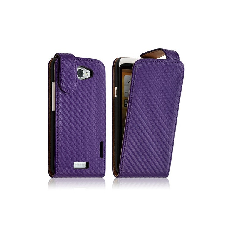 Housse coque étui gaufré pour HTC One X couleur violet + Film Protecteur