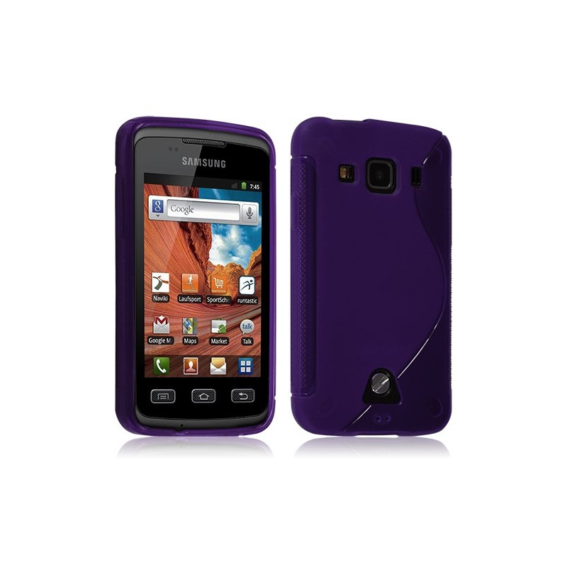 Housse coque étui gel semi transparent pour Samsung Galaxy Xcover S5690 motif vague couleur violet