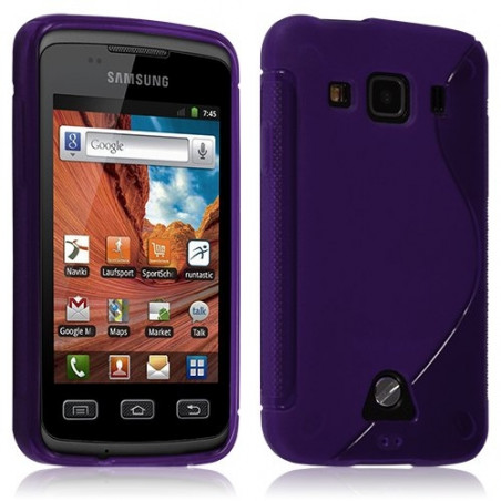 Housse coque étui gel semi transparent pour Samsung Galaxy Xcover S5690 motif vague couleur violet