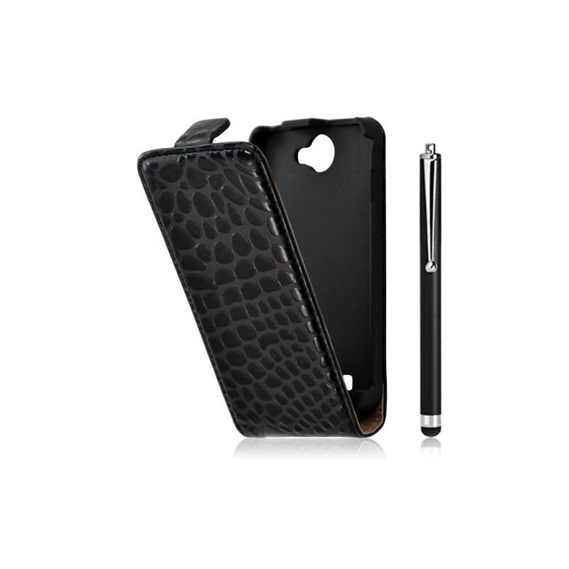 Housse étui coque style crocodile pour Galaxy W i8150 + stylet luxe