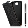 Housse étui coque style crocodile pour Galaxy W i8150 + stylet luxe