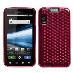 Housse étui coque en gel rose fuchsia pour Motorola Atrix + Film Protecteur