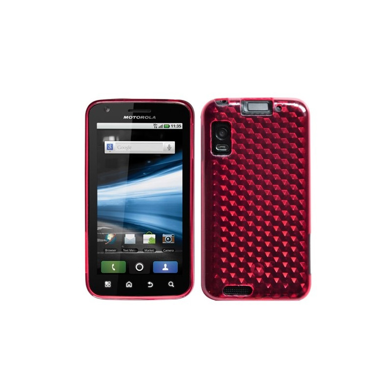 Housse étui coque en gel rose fuchsia pour Motorola Atrix + Film Protecteur