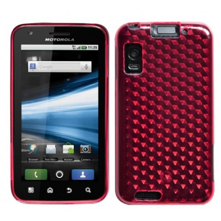 Housse étui coque en gel rose fuchsia pour Motorola Atrix + Film Protecteur