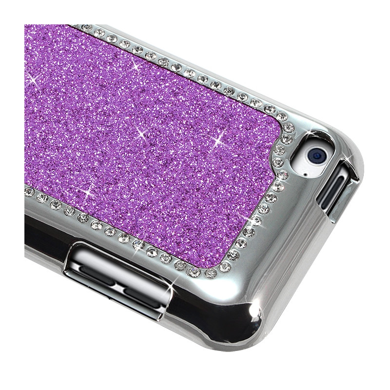 Housse Etui Coque Rigide pour Apple iPod Touch 4G Style Paillette aux Diamants Couleur Violet