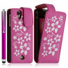 Housse étui coque pour Sony Ericsson Xperia Ray motif fleurs couleur rose fuschia + stylet luxe