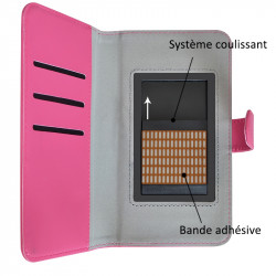 Housse Etui Porte-Carte Support Universel S Couleur Rose Fushia pour Archos 45b Helium 4G