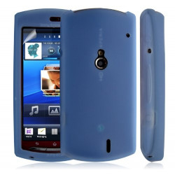 Housse coque étui en silicone pour Sony Ericsson Xperia Kyno couleur bleu + film protecteur