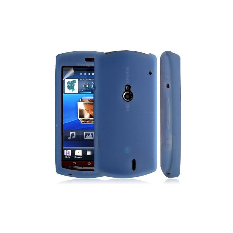 Housse coque étui en silicone pour Sony Ericsson Xperia Kyno couleur bleu + film protecteur