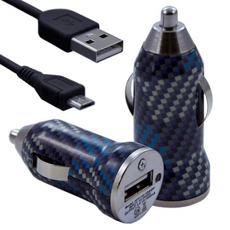 Chargeur voiture allume cigare USB avec câble data avec motif CV04 pour Nokia : Asha 200 / Asha 201 / Asha 202 / Asha 302 / Ash