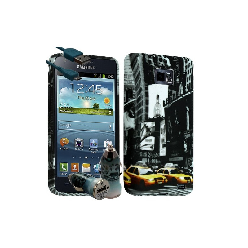 Housse Coque pour Samsung Galaxy S2 Motif LM06 + Chargeur auto